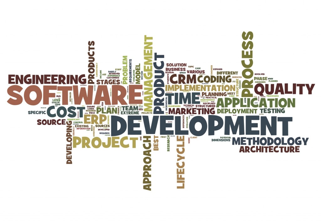 Software development concept in tag cloud